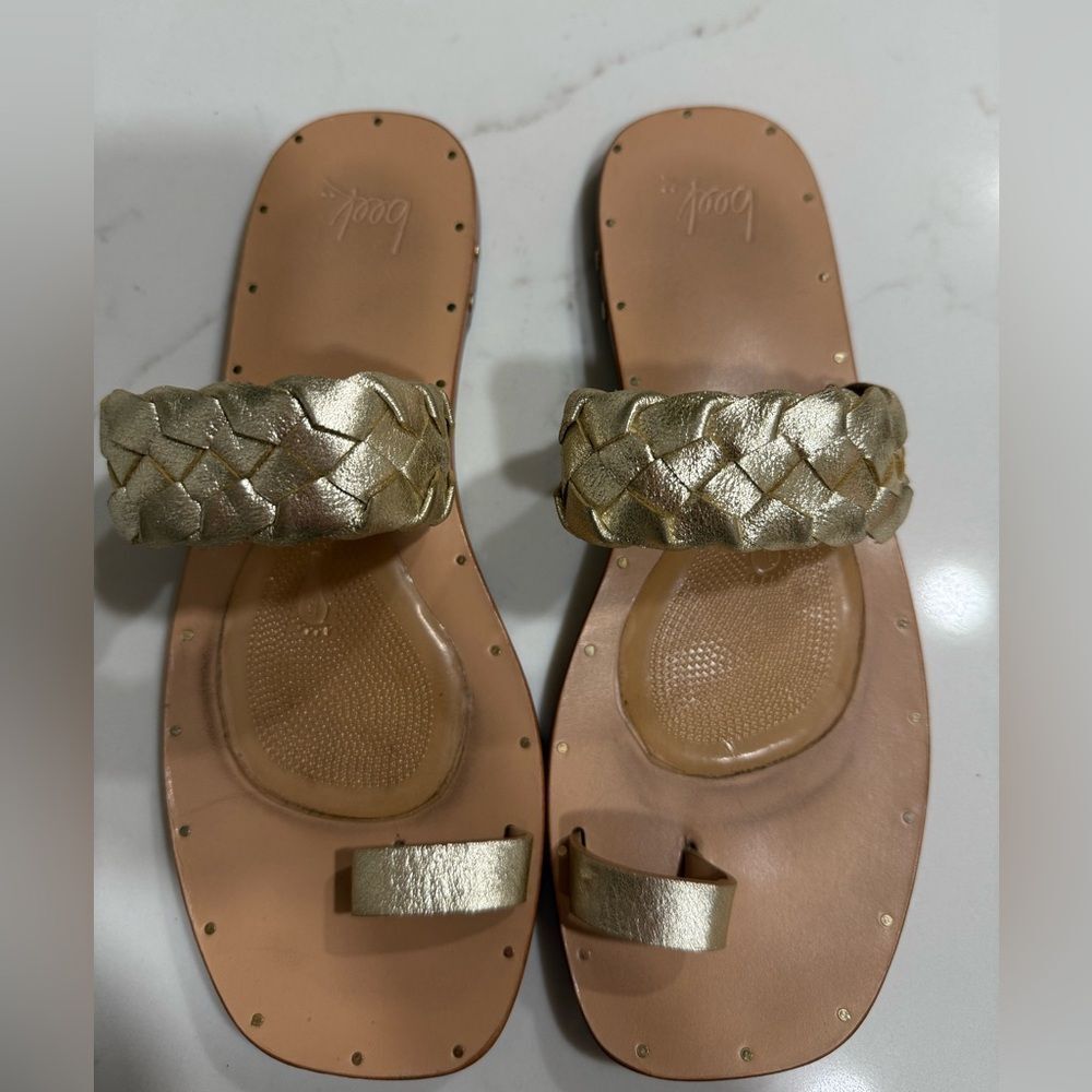 Beek Gold Braided Sandals Sz 9
